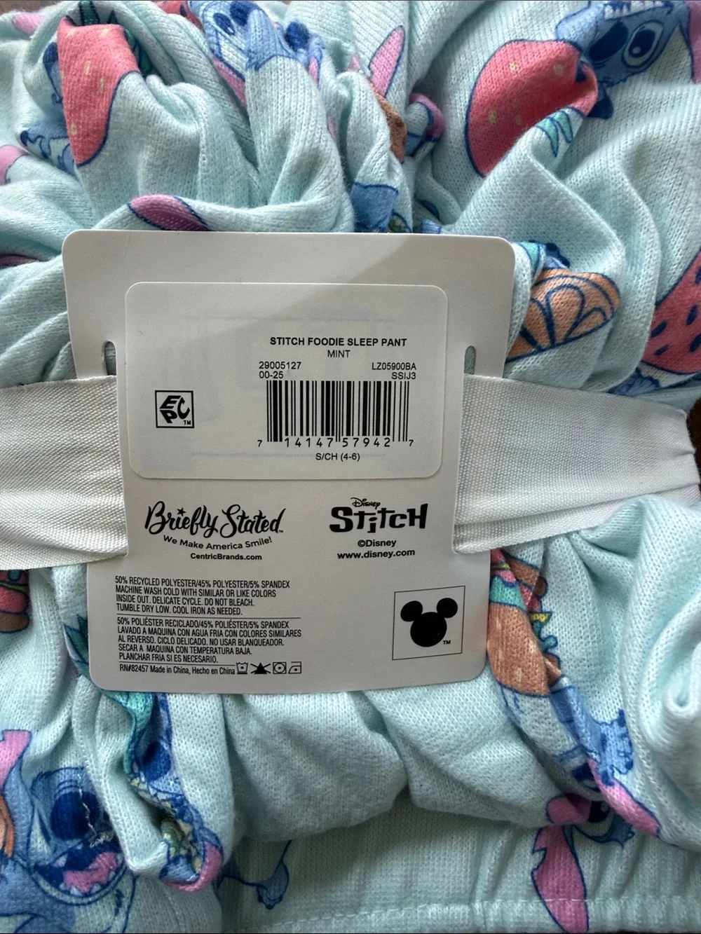Disney Women's Light Blue Stitch Print Sleep Pants - Picture 2 of 2